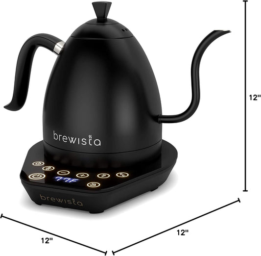 Brewista Artisan Electric Gooseneck Kettle, Water Boiler with LCD Panel, Precise Temperature Control, Fast Boiling and Keep Warm Settings for Pour-Over Coffee & Tea, Café, 1 Liter